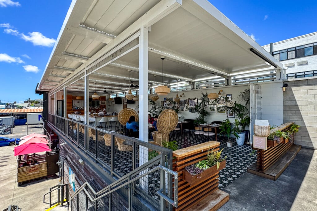tables at an open-air restaurant