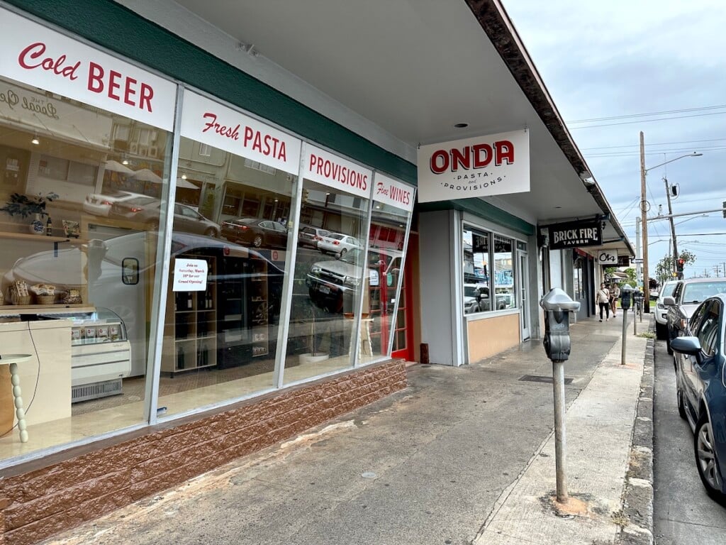 glass-fronted exterior of onda pasta shop