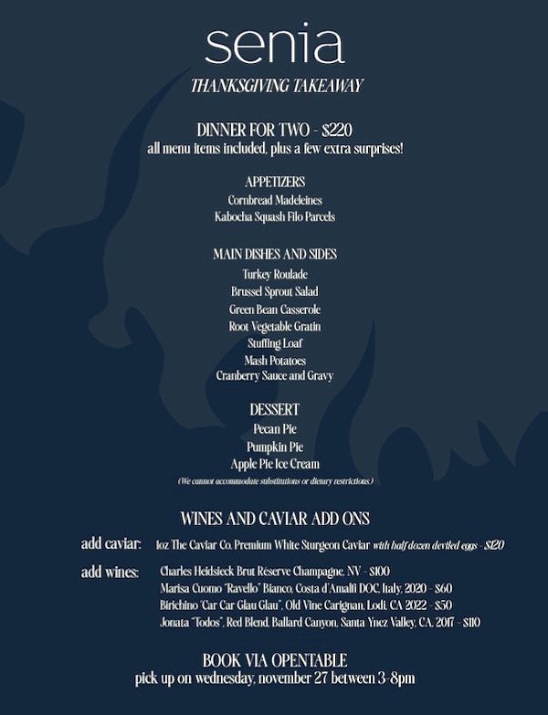 Thanksgiving Takeaway Menu 138